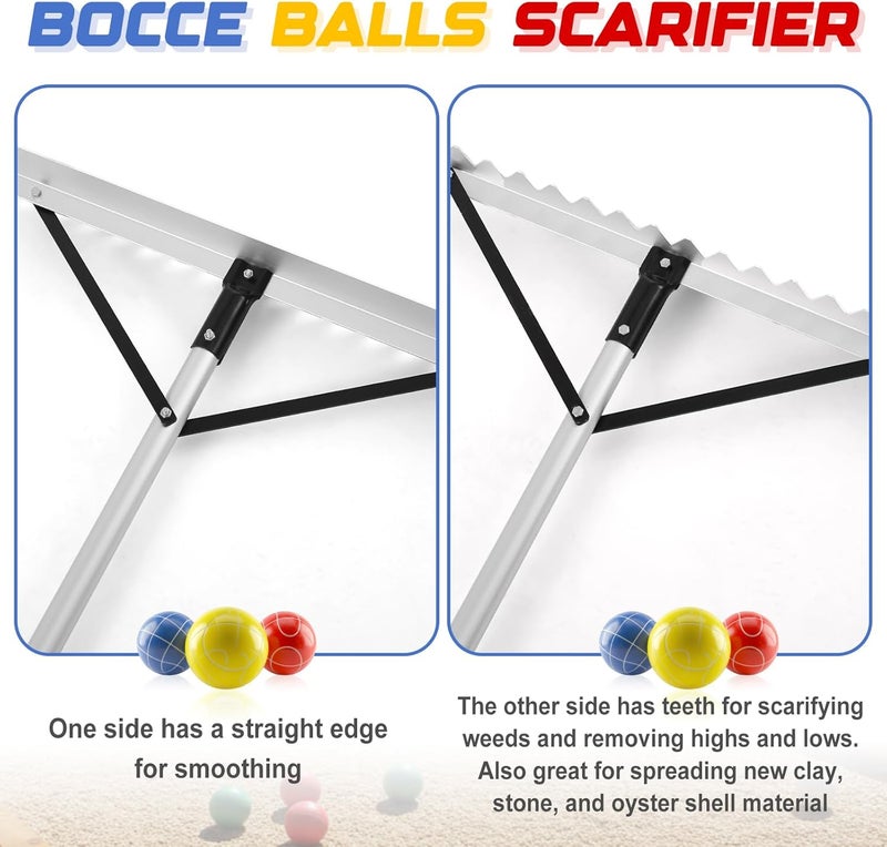 Yaocom 36" Width Bocce Court Rake 2 in 1 Bocce or Tennis Court Scarifier Aluminum Maintenance Rake, Straight Edge for Smoothing/Teeth Side for Scarifying - Image 3